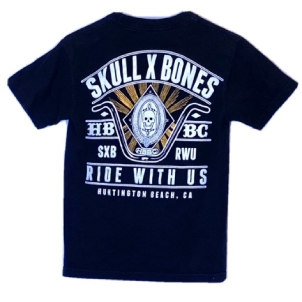 HBBC SKULL X BONES T SHIRT Huntington Bike Bicycle California Black Men’s Small